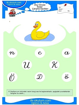 Çocuklar İçin ö Sesi Çalışma Sayfaları 